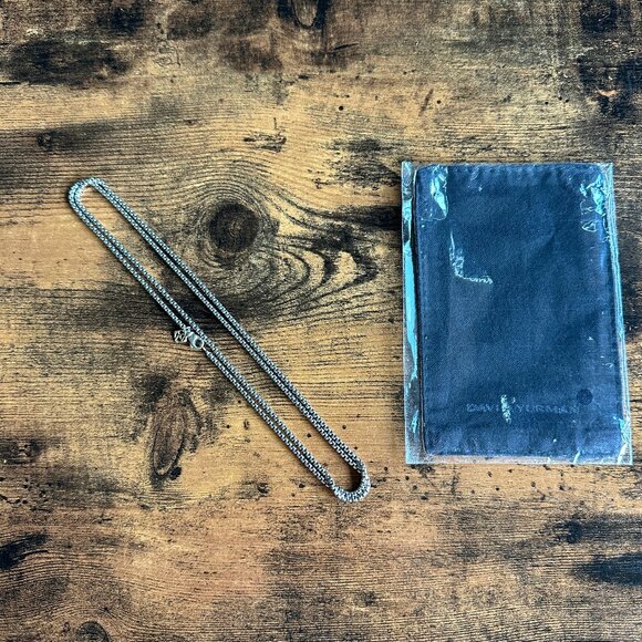 David Yurman Small Box Chain Necklace w/ 14K Gold - 2.7mm - 35.75" - Picture 2 of 15